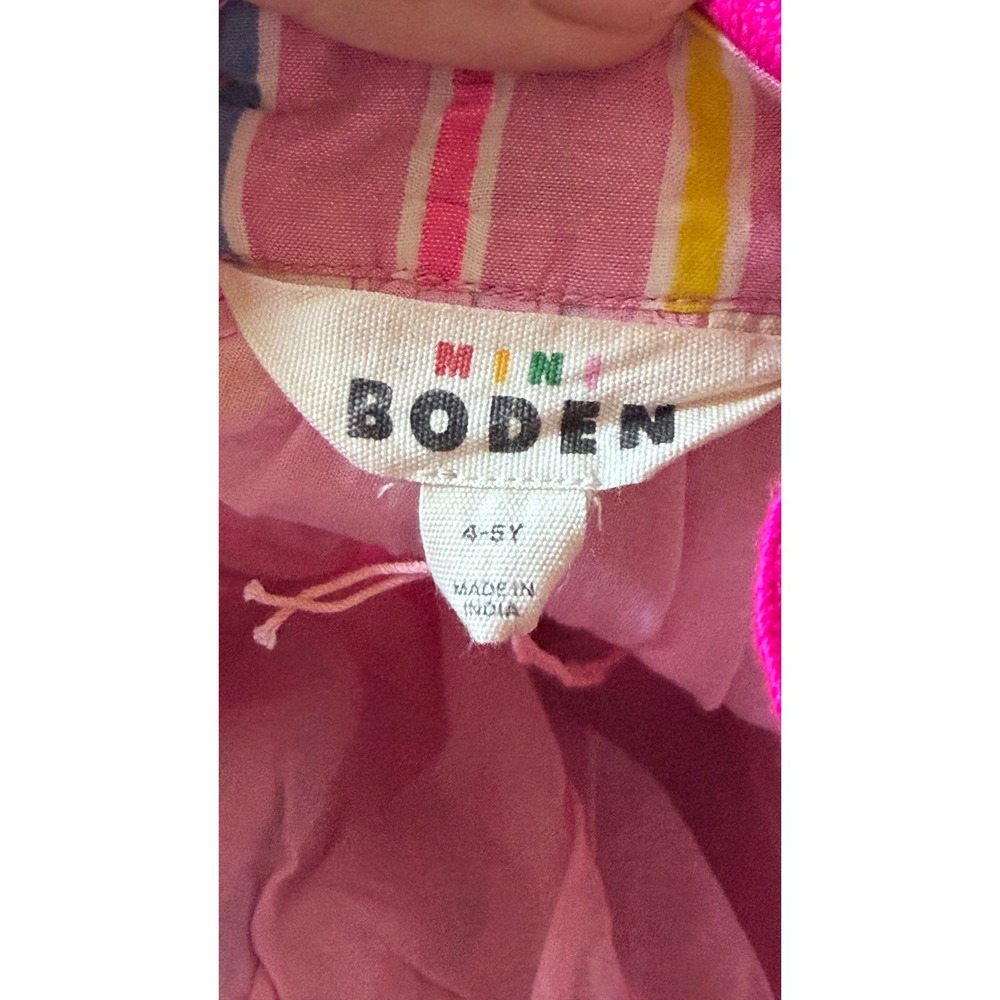 Mini Boden Girls Pink Striped Scallop Trim Cotton Dress G5444 Size 4-5Y - Picture 8 of 9